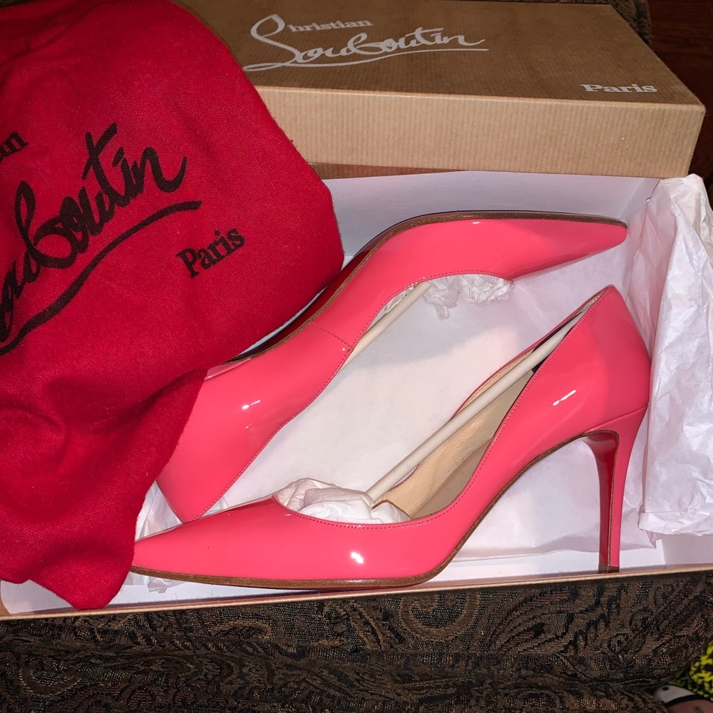Christian Louboutin patent pink pump